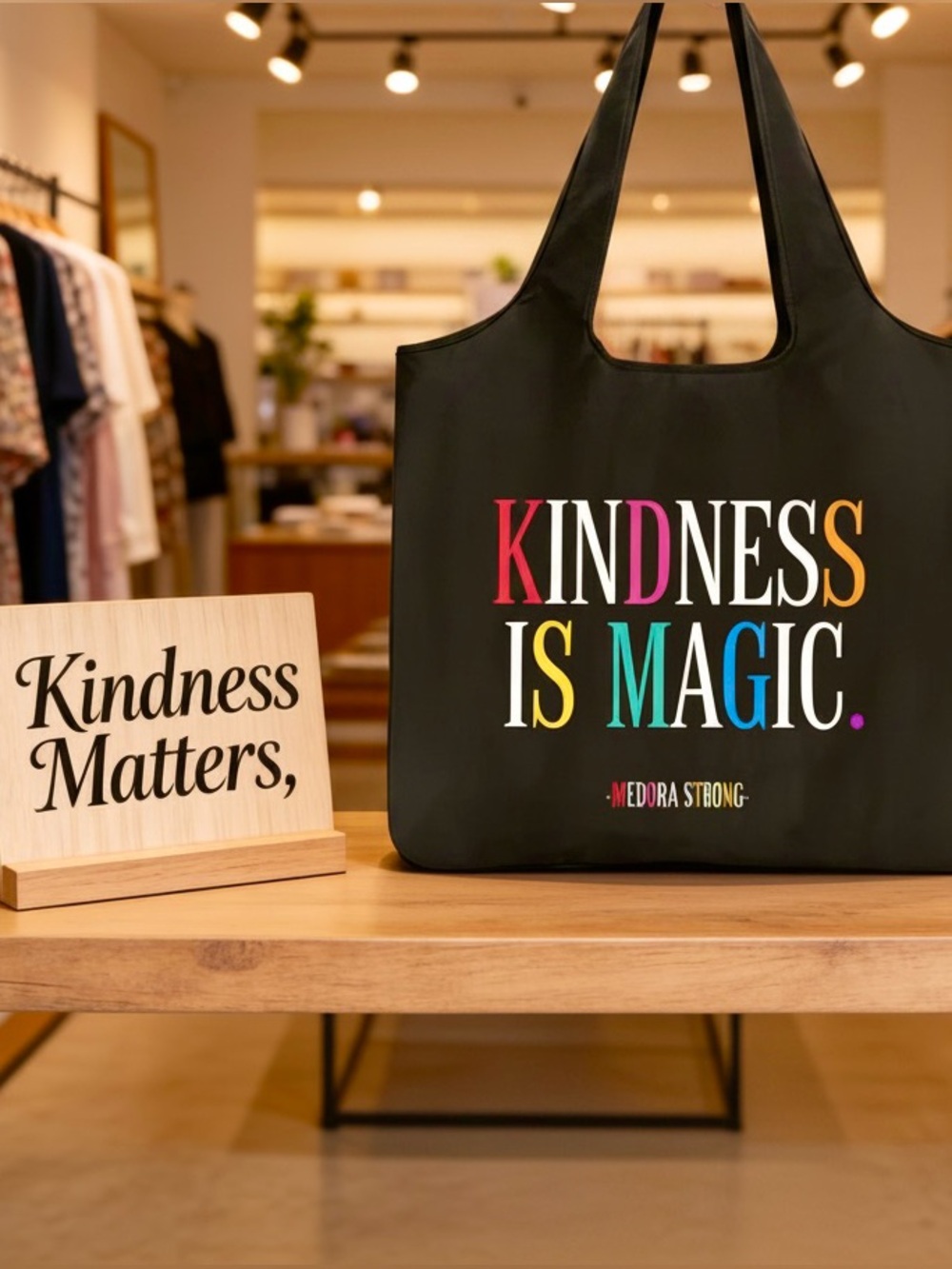 "Kindness Is Magic" Black Tote Bag